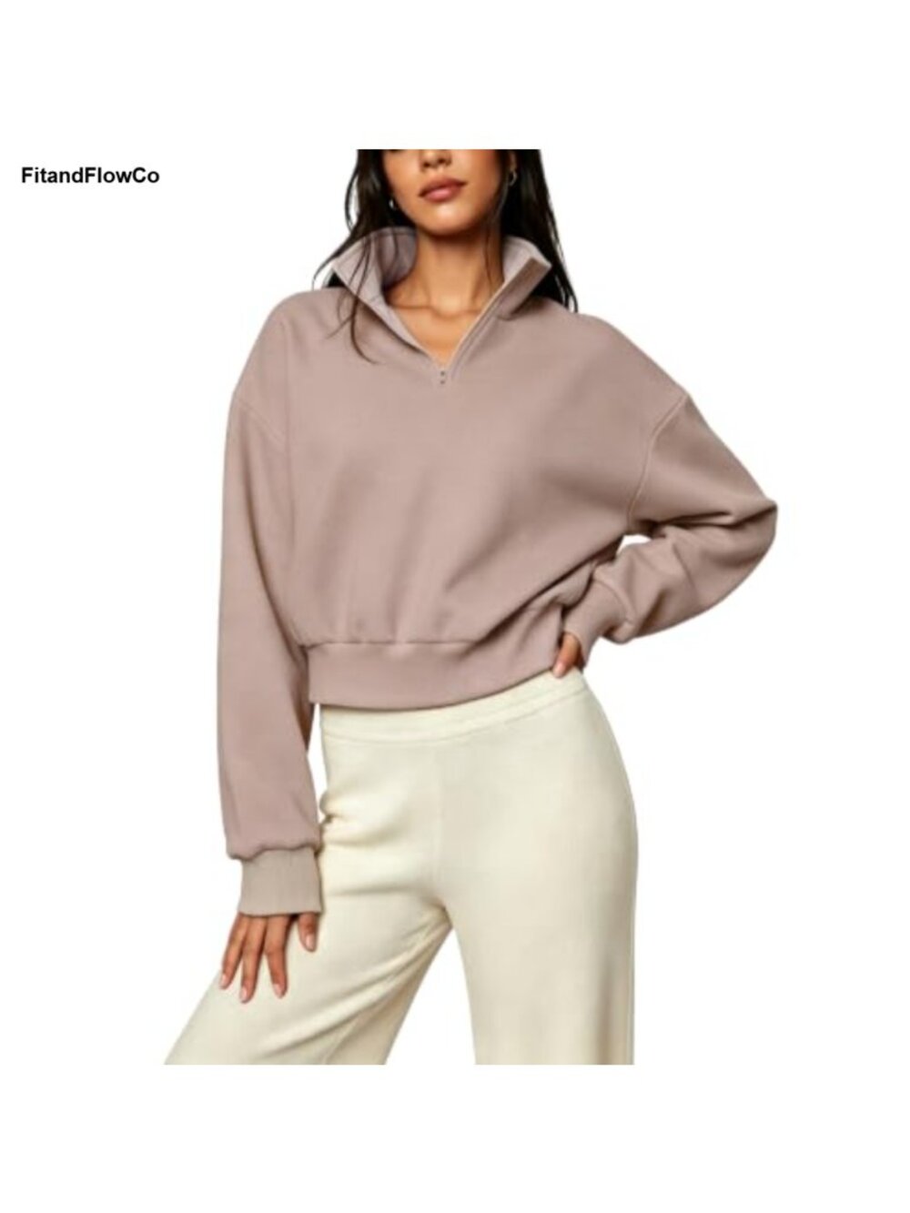 Half Zip Mock Neck Fleece Sweatshirt